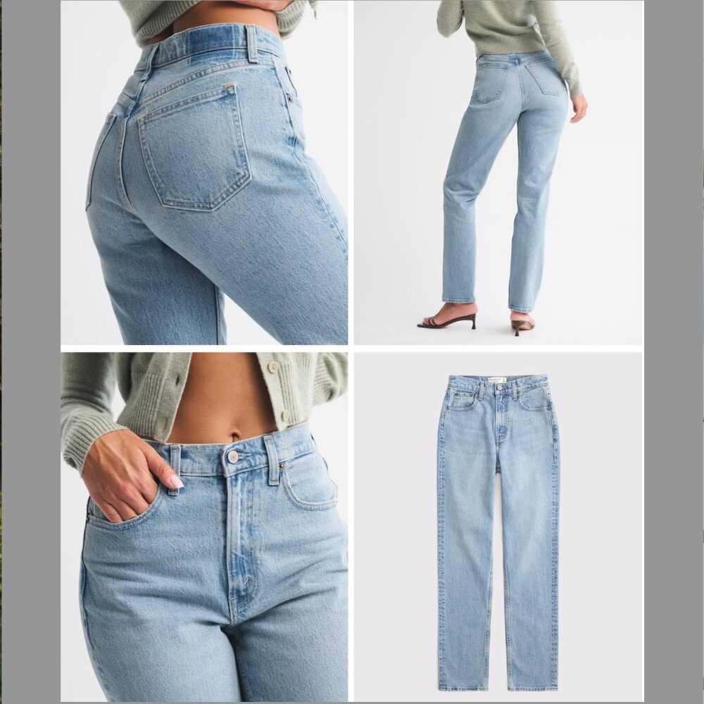 Abercrombie & Fitch Women's High Rise Jeans - Light Blue